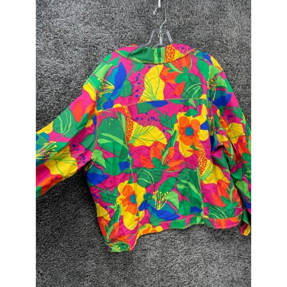 Diane Von Furstenberg Jacket Womens Plus 1X Multi Floral Lined Tropical Colorful - Picture 12 of 15